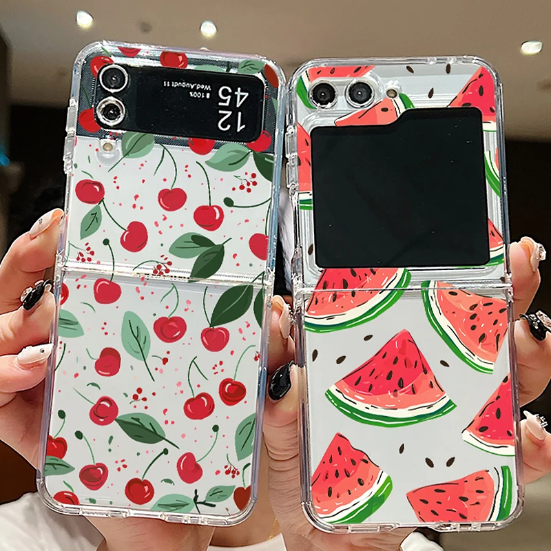 Мягкий силиконовый чехол с милым принтом фруктов для Samsung Galaxy Z Flip 6 5 4 3 Flip6 Flip5 Flip4