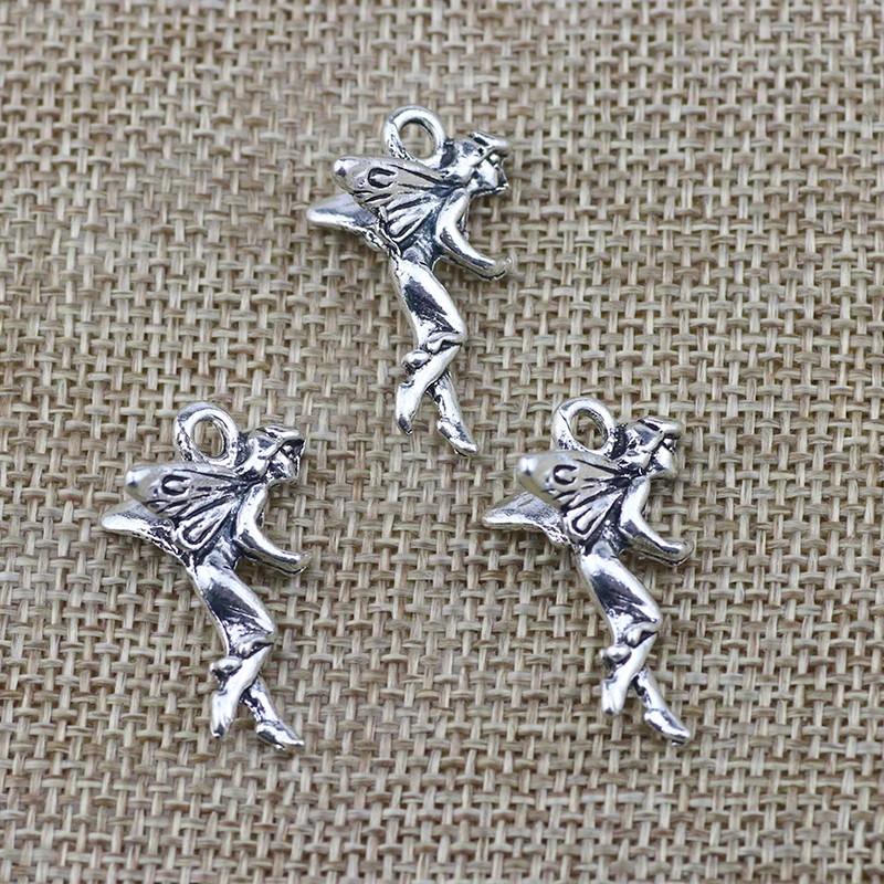 

Newest 8Pieces 17*26mm Mixed Alloy Antique Silver Color Lovely Angel Charms Bracelet Pendant Accessory For DIY Jewelry Making
