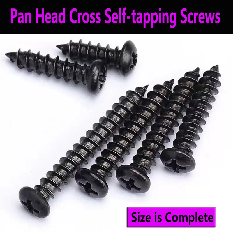 

Винты GuHua с черной скругленной головкой, винты для нарезания, электронные маленькие винты с круглой головкой Филипа, Самонарезающий мини-ви...