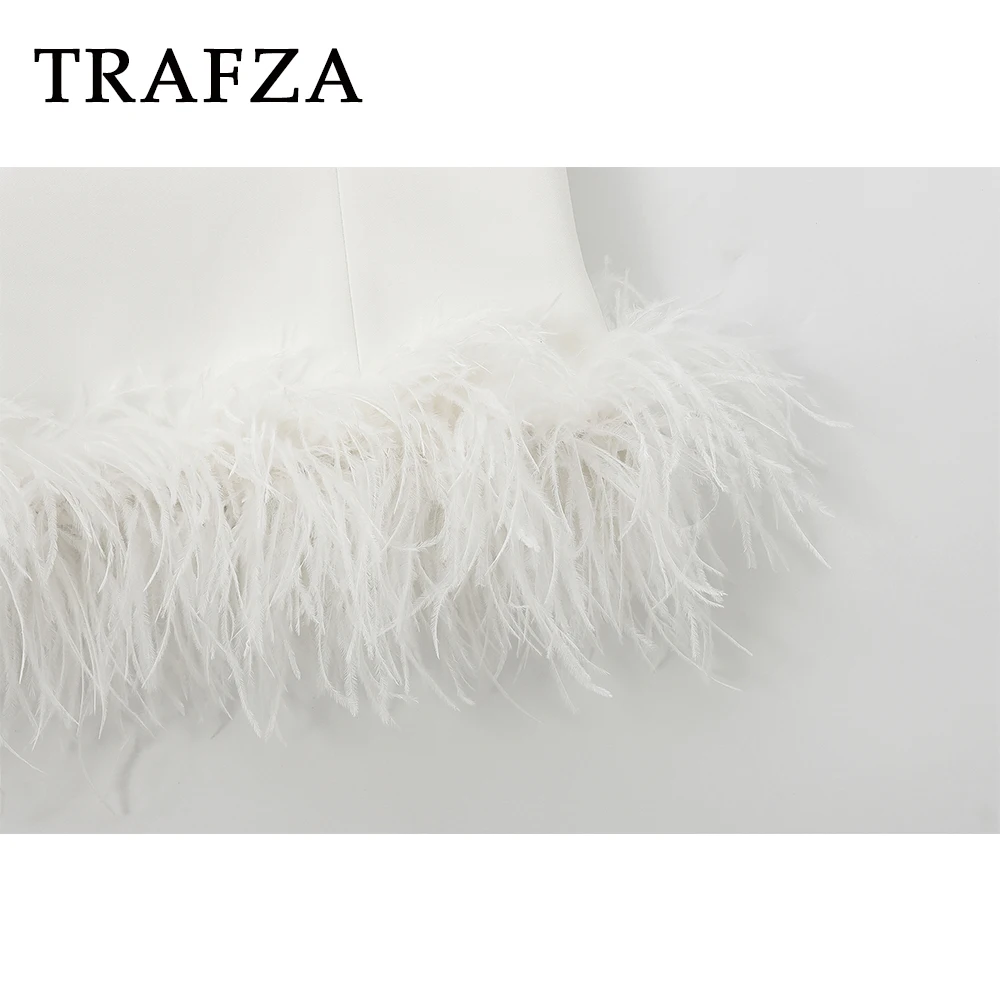 TRAFZA Шикарные однотонные белые топы с квадратным вырезом и кисточками модные 2024 Y2K