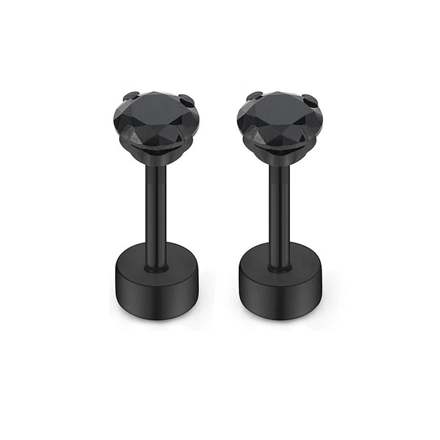 6 Пар Серег-гвоздиков Из Нержавеющей Стали 18 Г С Кубическим Цирконием Спиральные