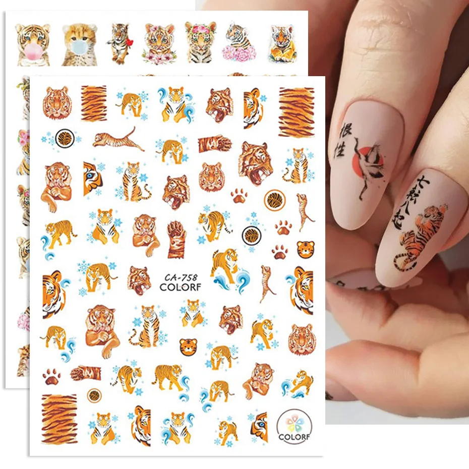 

Новогодние 3D наклейки для ногтей Тигр Дизайн Мультфильм Леопард животные Маникюр Аксессуары для ногтей День Святого Валентина наклейка сл...