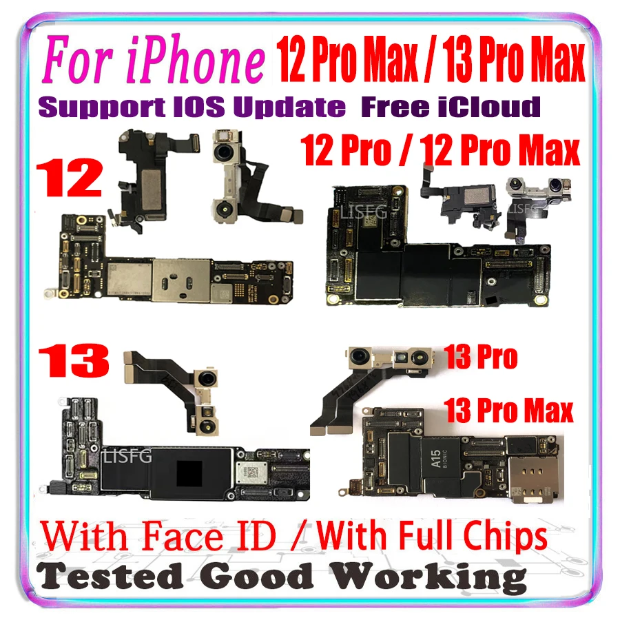 Бесплатная доставка Оригинальные Полные Материнские платы Для iPhone 12 Pro Max 13