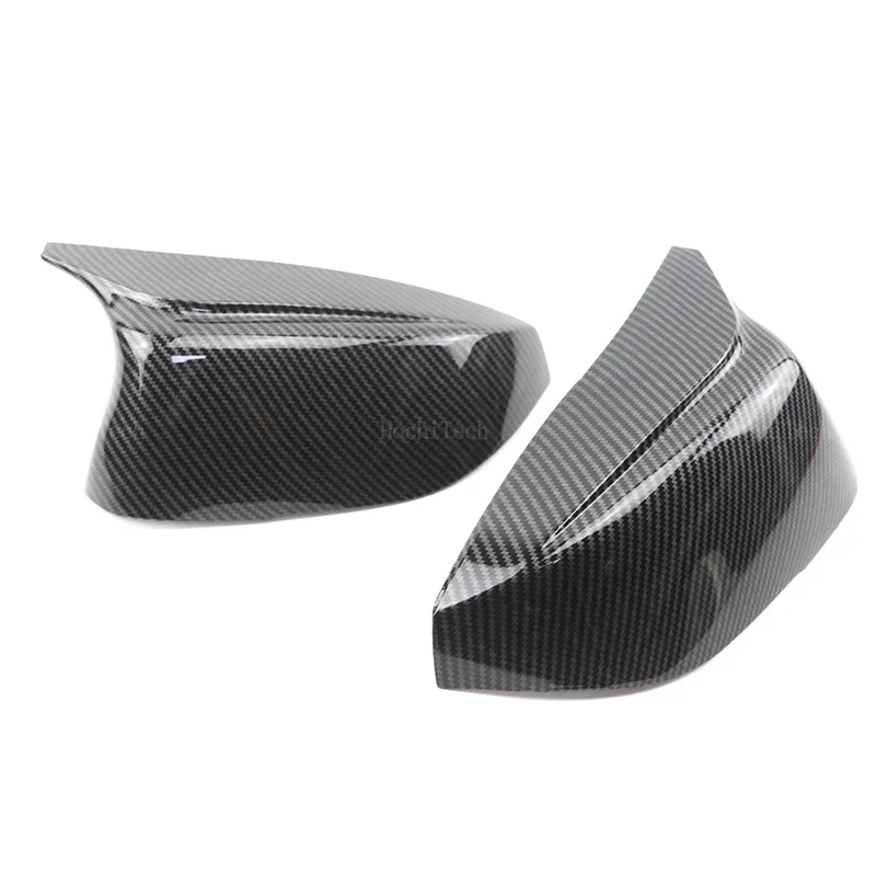 1 пара глянцевых черных зеркал заднего вида в стиле углеродного волокна крышка
