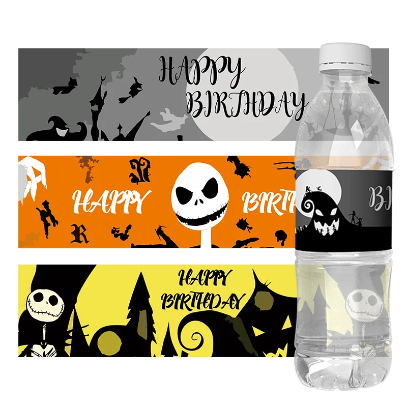 24pcs The Nightmare Before Christmas Water Bottle Wine Labels Gift Box Candy Bag Stickers Wraps For Birthday Party Supplies