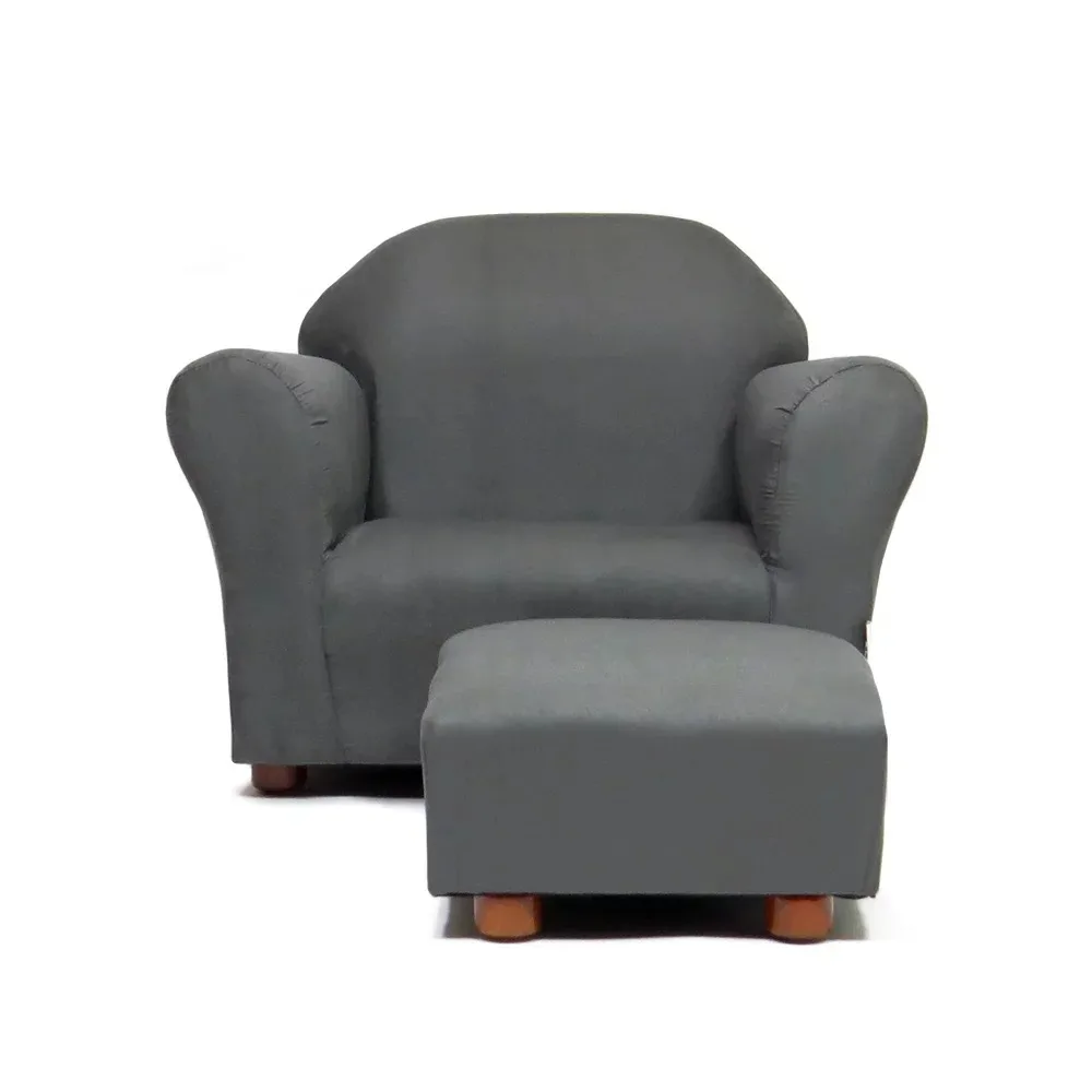 

Lounge Chairs Roundy Childrens Chair Microsuede Charcoal With Ottoman Furniture Sofa Living Room Chairs Armchair Armchairs Kids