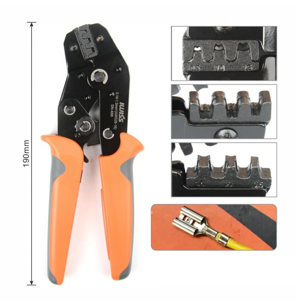 SN-48B Mini Manual Crimping Tool 0.15-1.5mm2 Adjustable Crimping Pliers Cable Lug Classification Kit Wire Crimping Kit