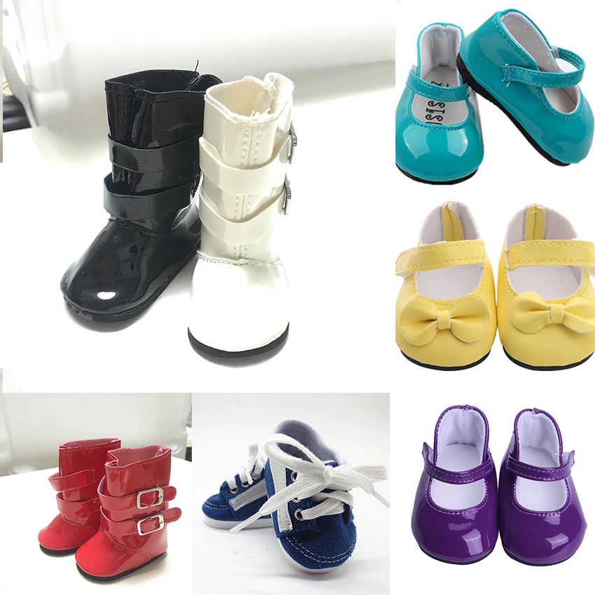 

7cm Cute Bow Leather Doll Shoes For 18Inch American Doll 43CM Baby New Born Doll,Toys For Girls,Our Generation Doll Accessories