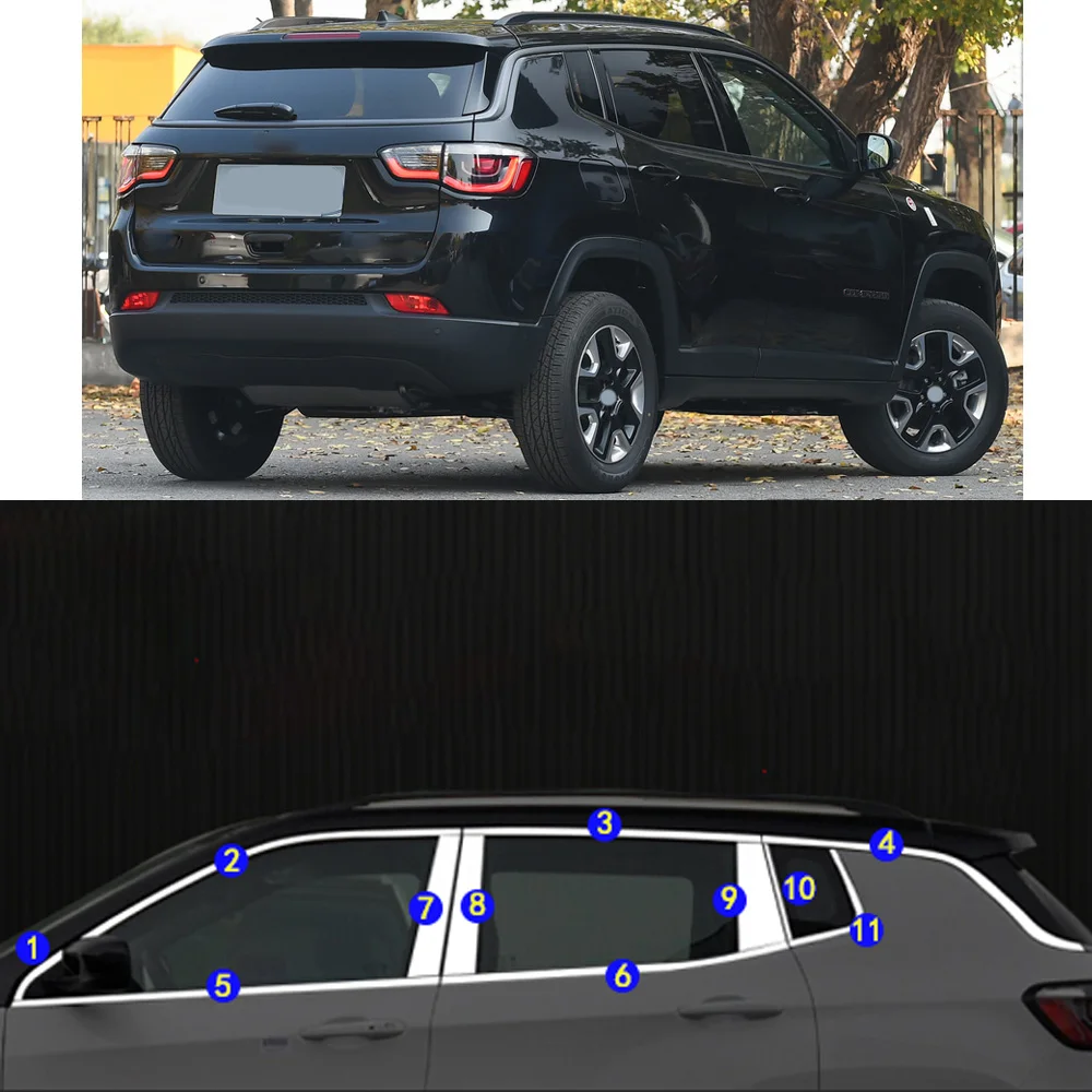 

Наклейка на автомобиль украшение столбик окно средняя полоса отделка рамка капоты для Jeep Compass 2017 2018 2019 2020