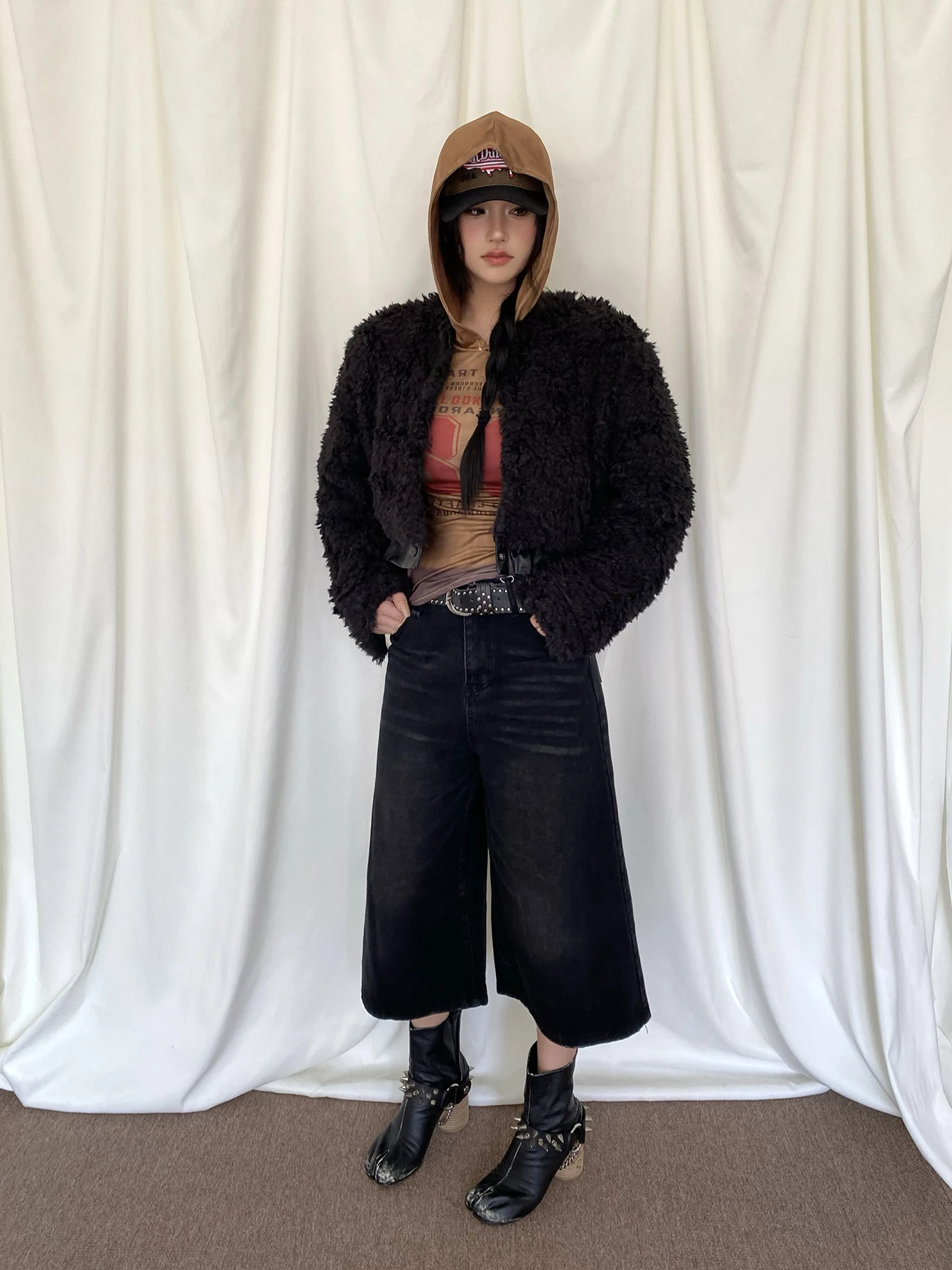 Женские мешковатые шорты REDDACHiC с заниженной талией черные потертые широкие