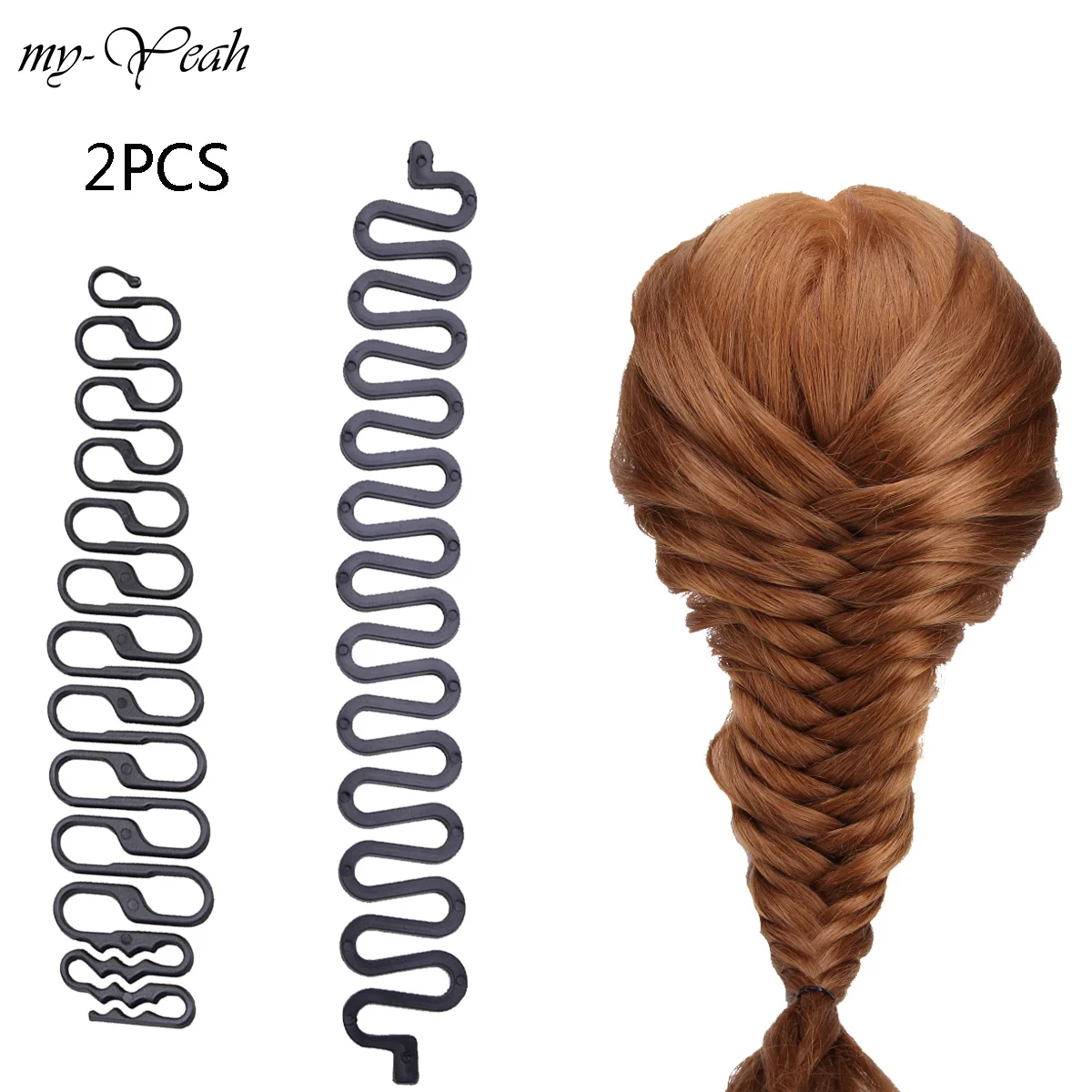 

2pcs/Set Black French Hair Braiding Tool Centipede Braider With Hook Magic Hair Twist Hairstyling Maker Hair DIY Tool