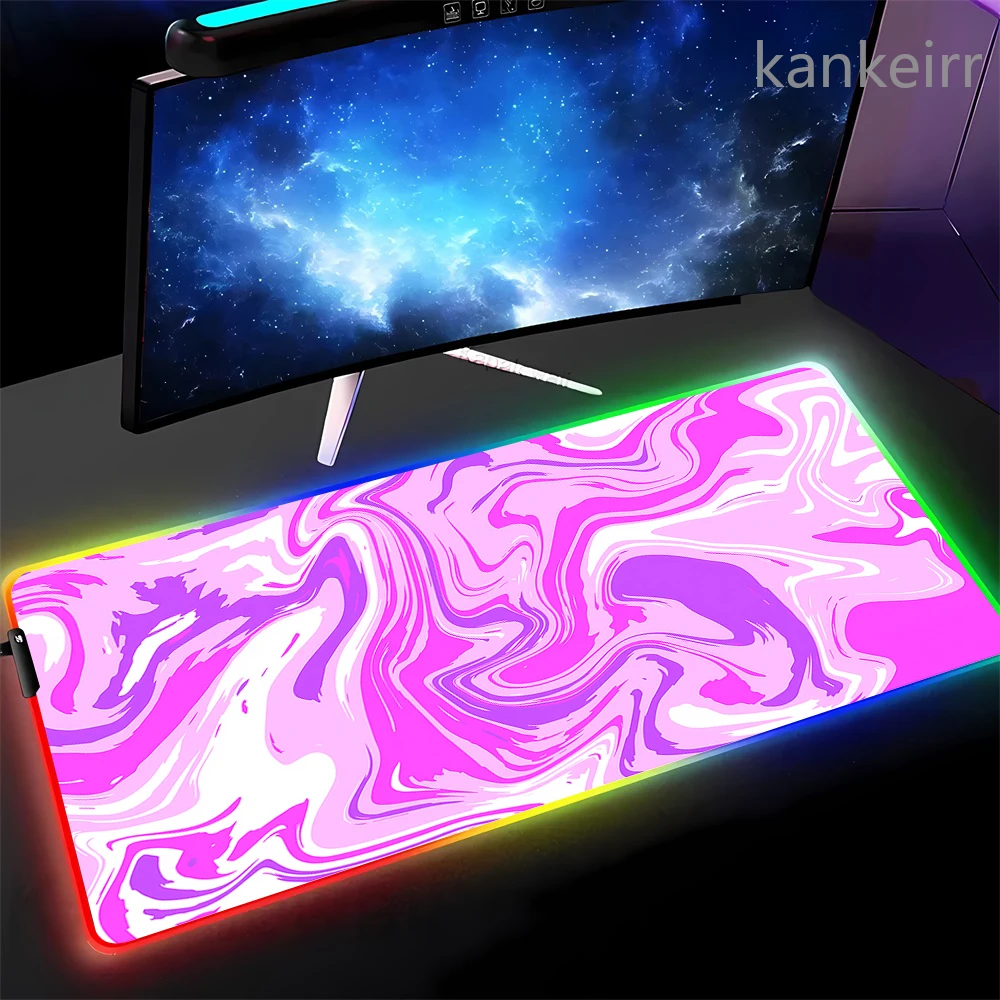 RGB Pink Strata Liquid Коврик для мыши ПК Геймер Клавиатура Люминесцентный коврик