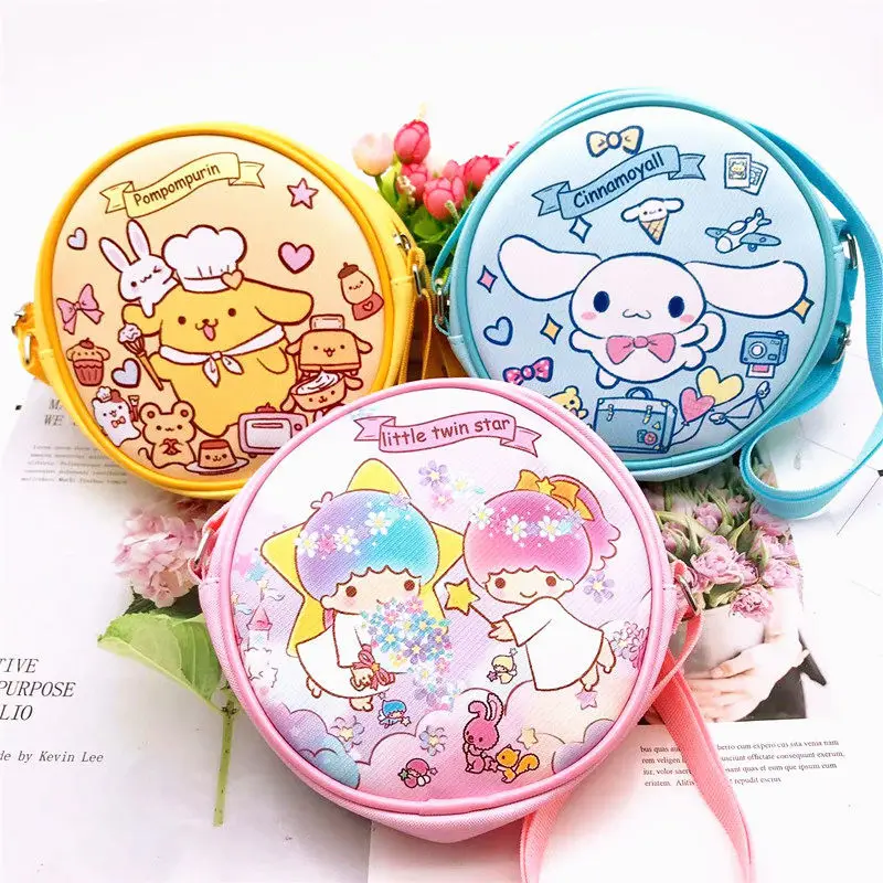 Purses and Handbags Sanrio Messenger Bag Cartoon Kuromi Cinnamoroll Babycinnamoroll Girl Heart Cute Women Bag Small round Bag