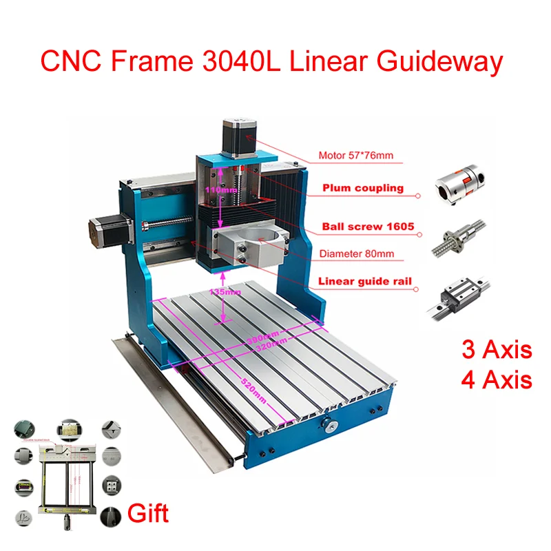 

CNC Frame 3040L Linear Guideway 3 Axis 4Axis For DIY Engraving Drilling Milling Machine