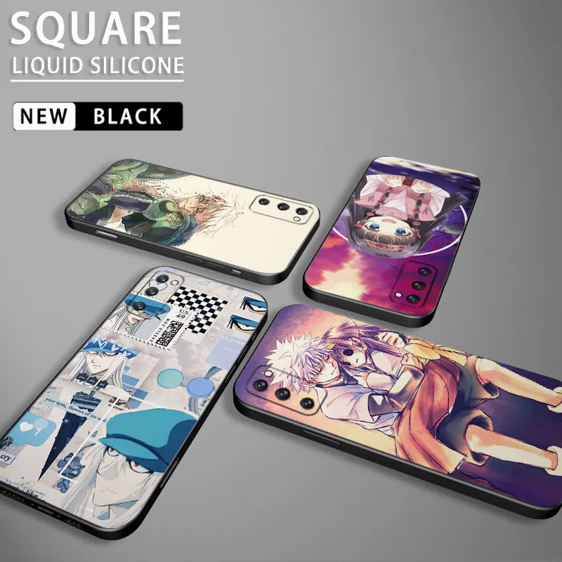 

Square Liquid Silicone Phone Case For Samsung Galaxy S23 S10 S10e S20 FE S9 S7 Edge S22 Ultra S8 S21 Cover Anime Hunter X Hunter