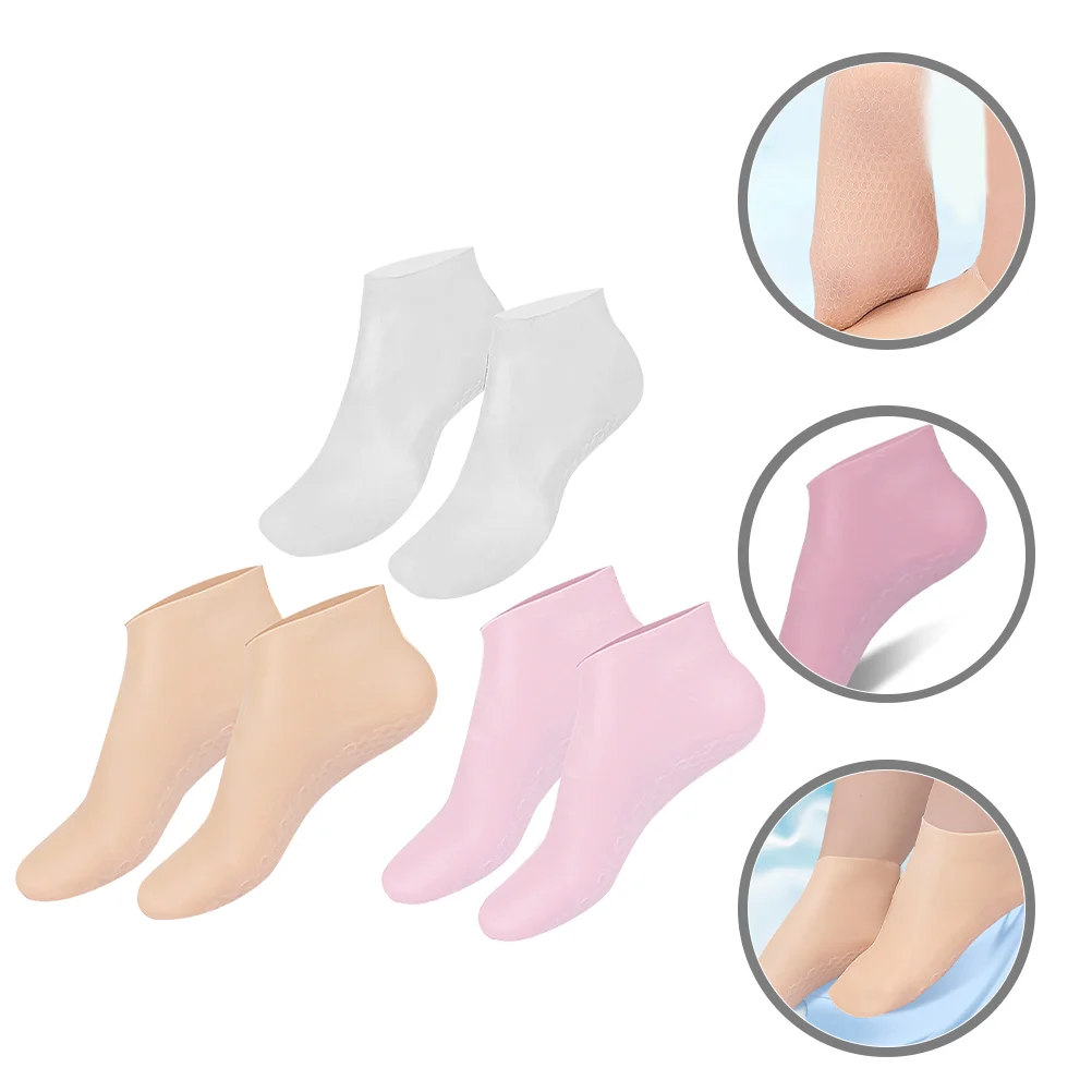 

3 Pairs Moisturizing Socks Moisturizer Aloe Women Foot Overnight Moisture Elastic Stockings Gel Sebs Dry Cracked Feet Care Miss