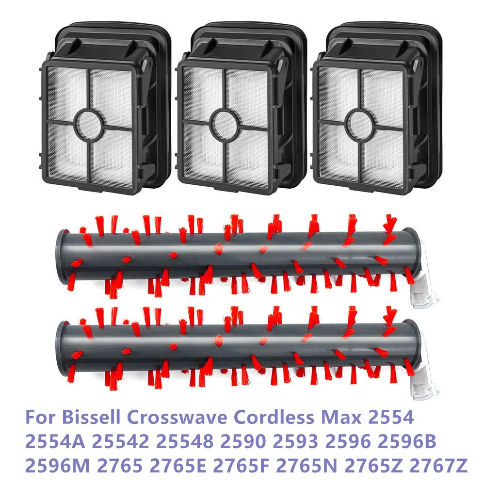 Фильтр с роликовой щеткой для Bissell Crosswave Cordless Max 2554 2554A 25542 25548 2590 2593 2596 2596B 2596M 2765 2765E