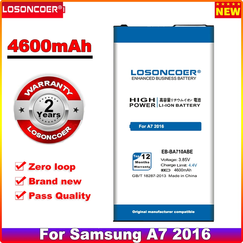 

LOSONCOER 4600mAh EB-BA710ABE Battery For Samsung GALAXY A7 2016 A7109 A710F A7100 A710 Mobile Phone Batteries+Quick Arrive