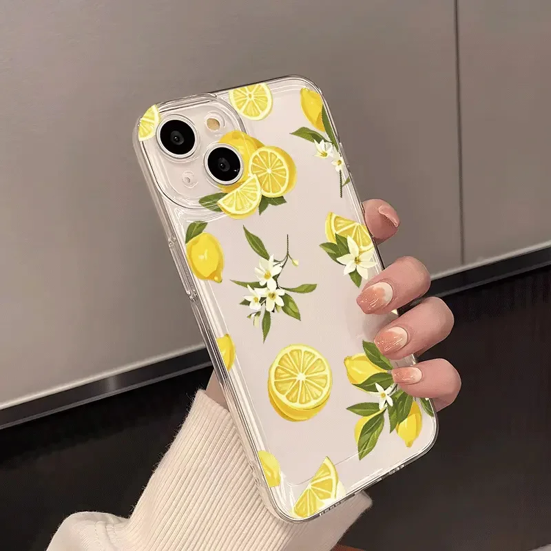 Фото Прозрачный чехол для телефона Summer Fruit Lemon Flower для Samsung Galaxy S25 S24 S23 S22 S21 FE Plus Ultra A56 A55 A35 A16 A54 A53 Cover №4