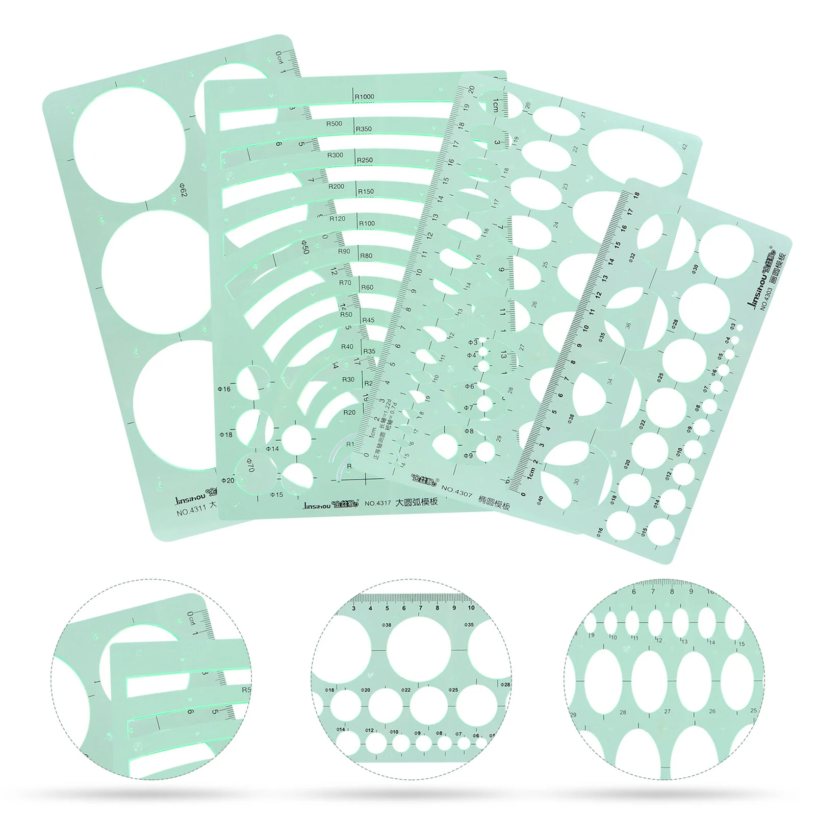

4 Pcs Water Gauge Measuring Template Rulers Building Drawings Design Templates Furniture Tools Geometry Architecture