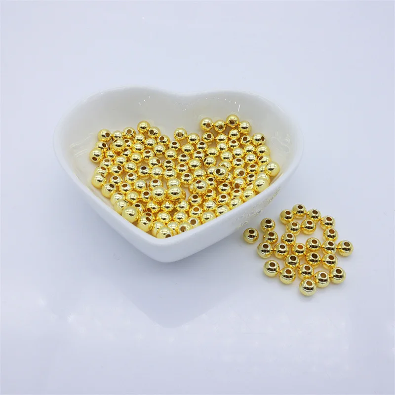 100pcs Transit Spacer Beads 2 2.5 3 4 5 6 8mm Gold Plated Loose Beads for Jewelry Bracelets Necklace Making DIY Accessories