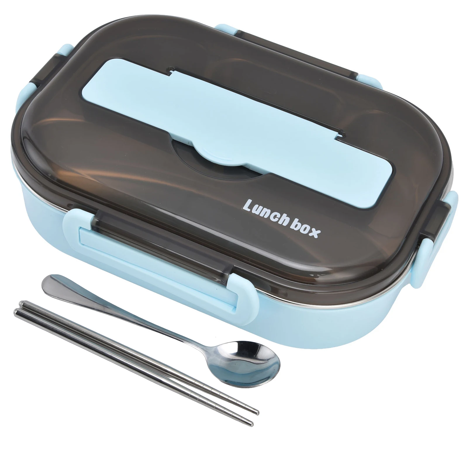 

Lunch Box Removable Tray Keep Warm Function Food Grade Plastic Lightweight Portable Insulated Lunch BoxBlue