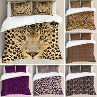 leopard duvet cover set african predator animal skin spotted pattern digital printed duvet cover for women brown