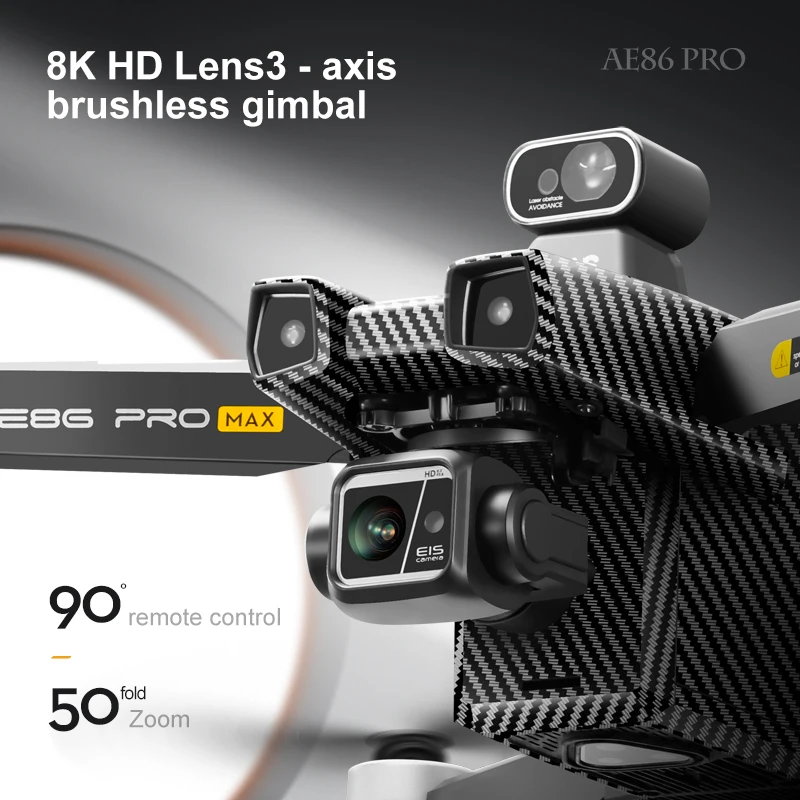 AE86PROMAX с камерой 8K, двойной камерой, профессиональным бесщеточным двигателем, GPS, передачей данных 5G, 360-градусной съемкой °   Квадрокоптер с функцией обхода препятствий, дальность 8 км (art.: 3920da0be33c8) - 3920da0be33c8