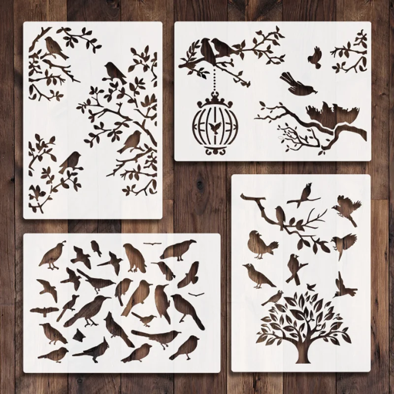 

21*29.7cm Bird Cage Leaves Stencils DIY Layering Wall Stone Color Painting Scrapbooking Coloring Embossing Decorative Template