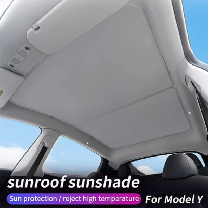 Futhope Split Upgrade Buckle Sun Shades Glass Roof Sunshade For Tesla Model Y 2021-22 Front Rear Sunroof Windshield Skylight