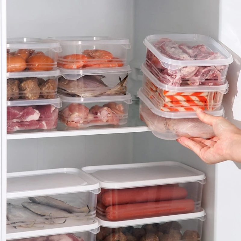 

1PC Transparent Plastic Preservation Box With Lid Refrigerator Crisper Food Containers Microwave Oven Safe Seal Food Storage Box