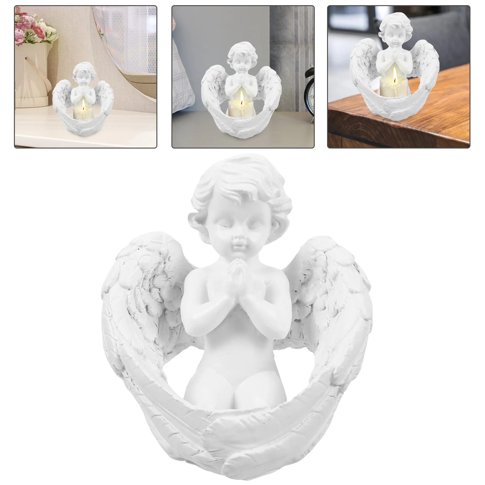 

Angel Wings Candlestick Stand Tea Lights Figure Holders Pillar Small Resin Table Ornaments