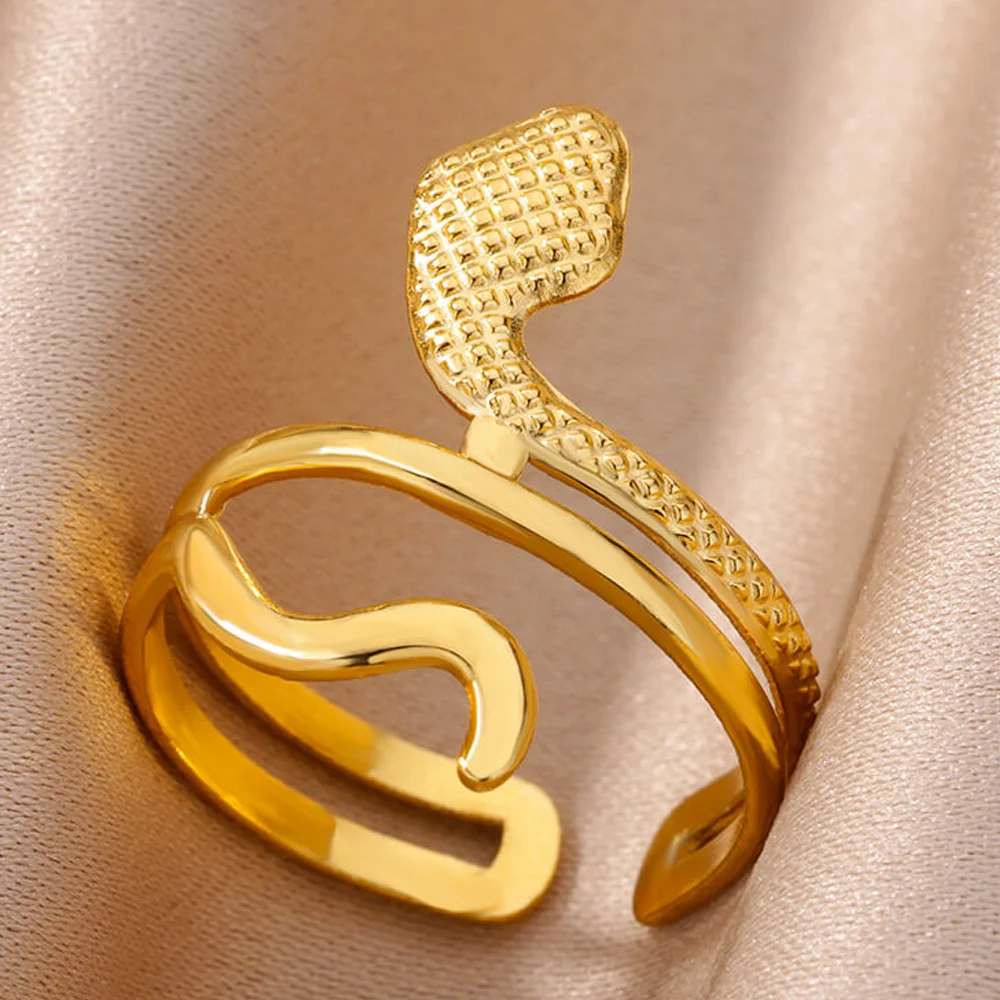 

Rings for Women Stainless Steel Gothic Snake Ring Aesthetic Decoration Fashion Jewelry Trend Summer Accessories Women Best Gift