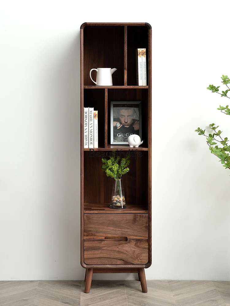 Напольная полка из цельного дерева североамериканского черного ореха