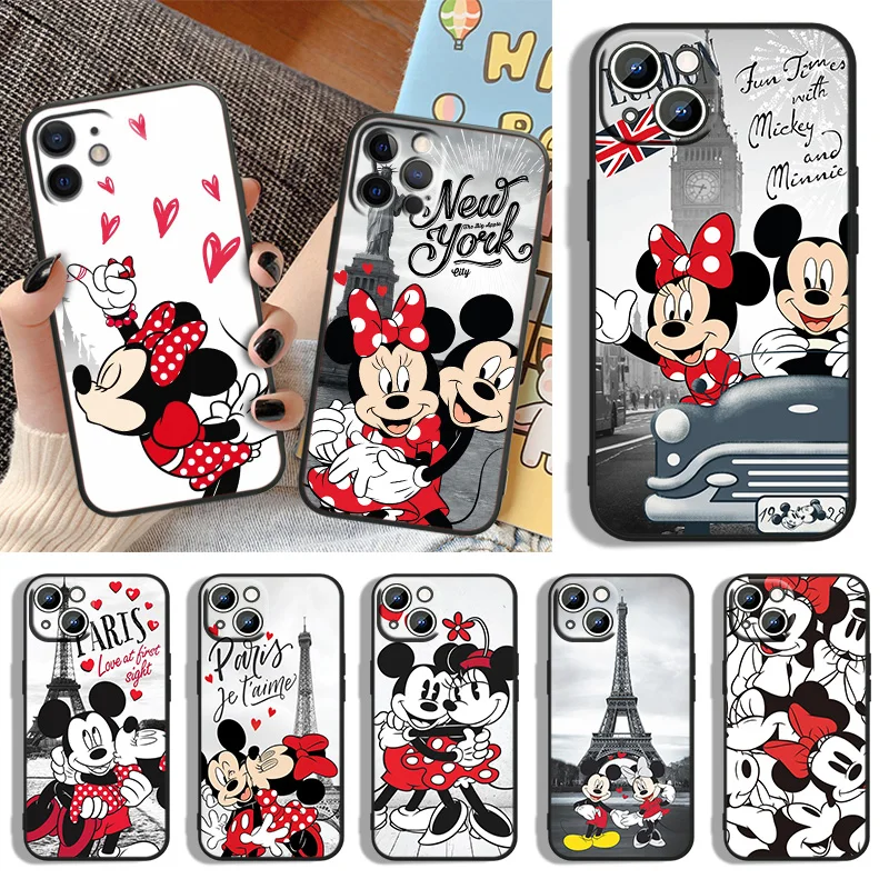 

Mickey Minnie in London Phone Case For Apple iPhone 14 13 12 11 XS XR X 8 7 6 6S 5 5S SE Pro Max Plus mini Black Cover