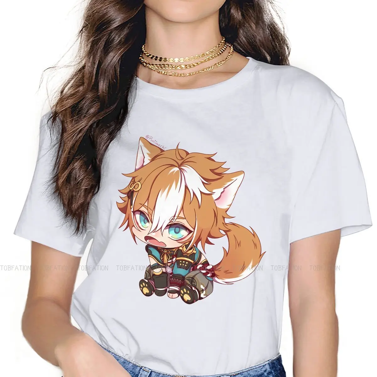 

Gorou Nerdy Women's TShirt Genshin Impact Game Girls Graphic Tees 4XL Cotton Female T Shirt Funny Hipster Gift