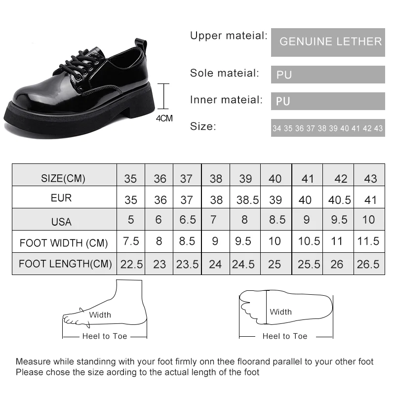 Genuine Leather Women's Shoes Spring 2023 New Thick Sole Lace-up Women's Shoes Fashion Flat Student Shoes Ladies
