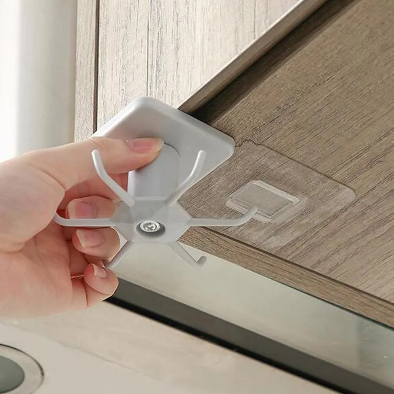 360 degrees rotating 6 hooks under shelf cabinet hanging rack wall door storage hook towel holder ties hanger kitchen organizer free global shipping