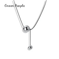 green purple 925 sterling silver trend snake chain bead pendant clavicle necklace women minimalist chain friendship jewelry gift