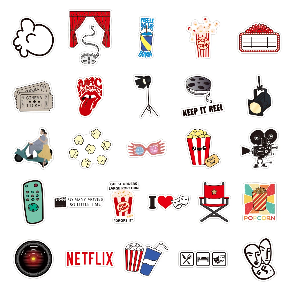 

Movie Party Sticker 50pcs Waterproof Luggage Sticker Vinyl Sticker Water Bottle Sticker Suitcase Car Bike Skateboard Sticker