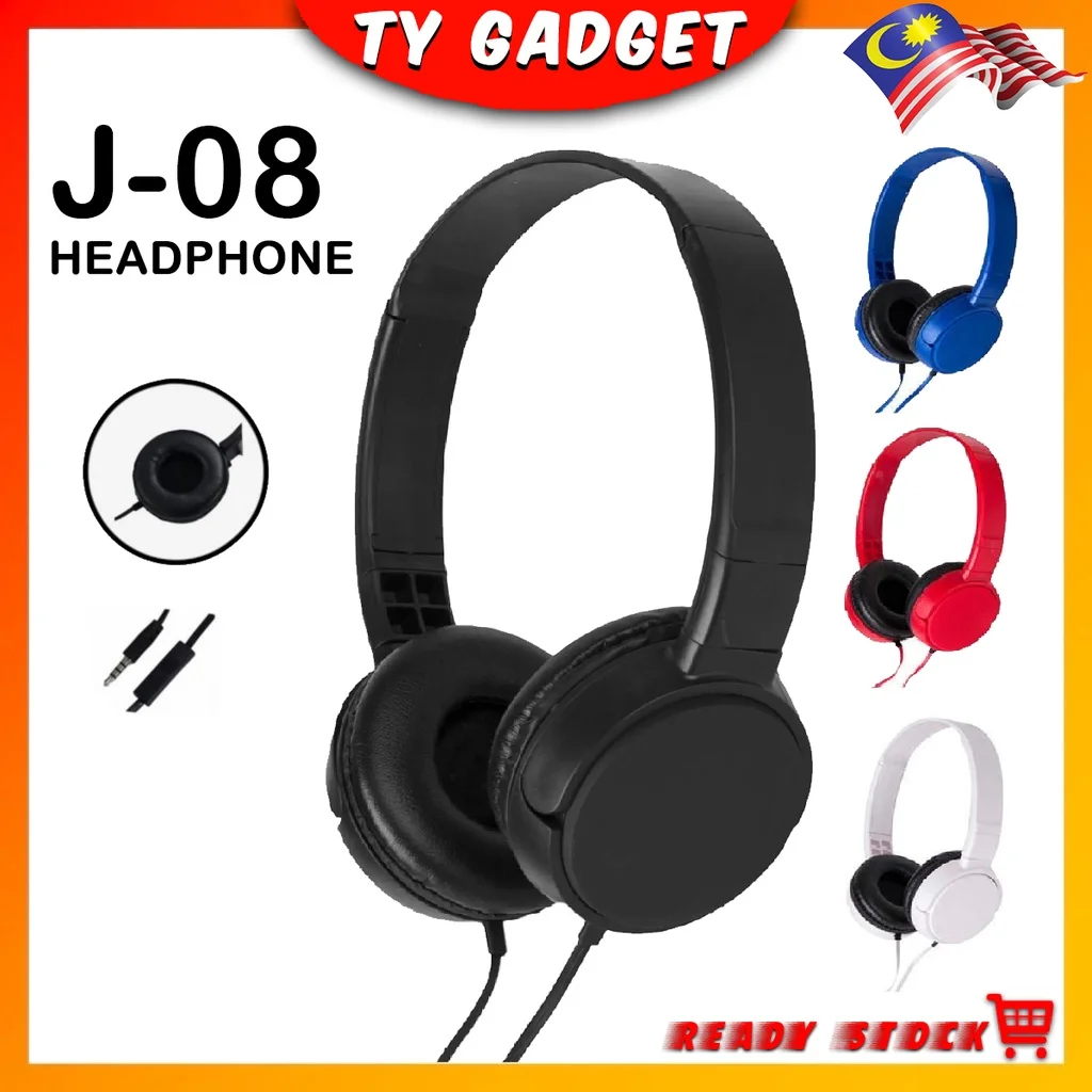 

J08 Harman Stereo Headphones 3.5mm Aux Connection Extra Bass Wired Headset Headphone J-08