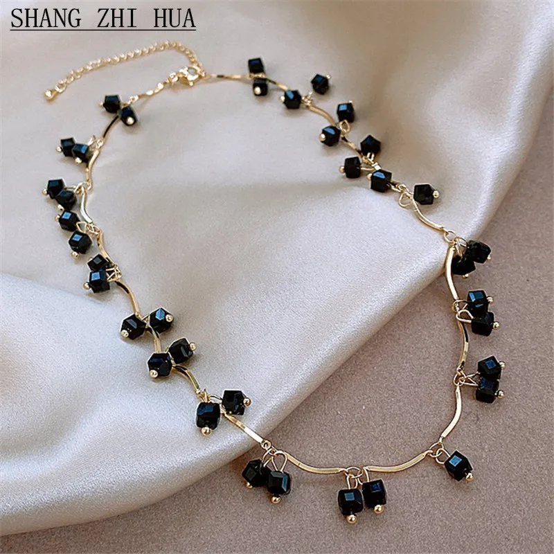 

Sexy Dark Design Unusual Black Zircon Chokers Necklace 2022 Women's Fashion Collarbone Chain Party Jewelry Accessories For Girls