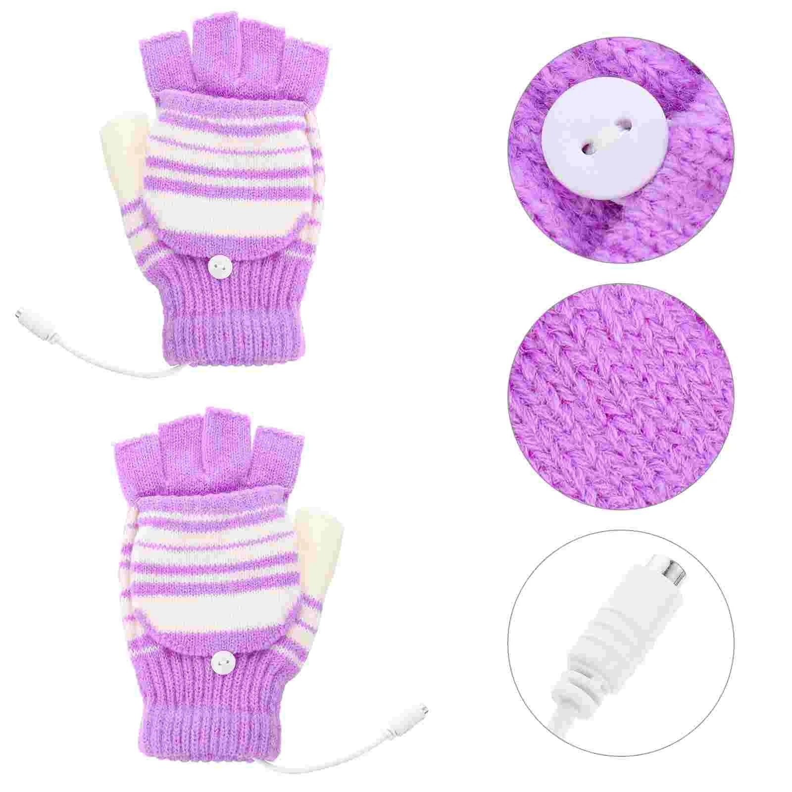 

Перчатки с Usb-подогревом, варежки с подогревом, грелка для рук, теплые вязаные перчатки для ноутбука без пальцев, для улицы, для зимы