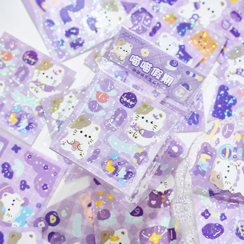 

MOHAMM 20 Sheets Cartoon Flashing Girl Sticker Kawaii Decoration Scrapbooking Stationery School Supplies