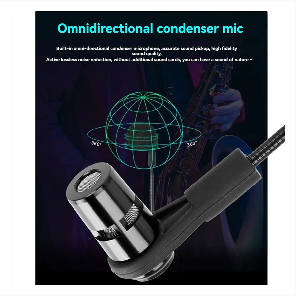 Фото Беспроводная микрофонная система ABSY UHF 2.4G для инструментов - комплект приемника и передатчика для саксофона №5