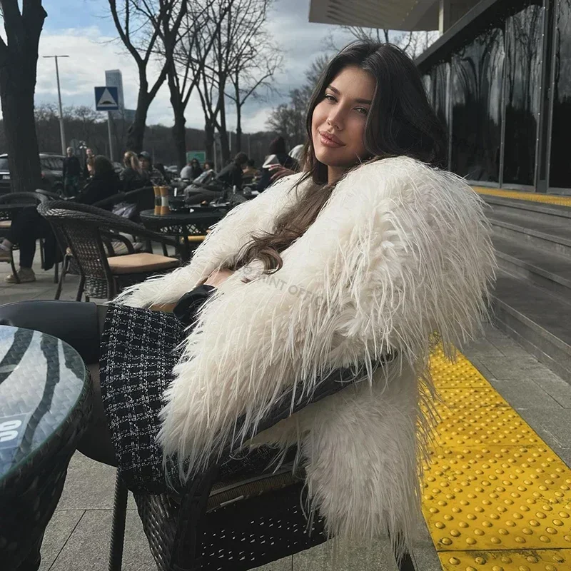 Neo Mint Стильная шикарная пушистая меховая куртка для женщин 2024 зимняя шуба с