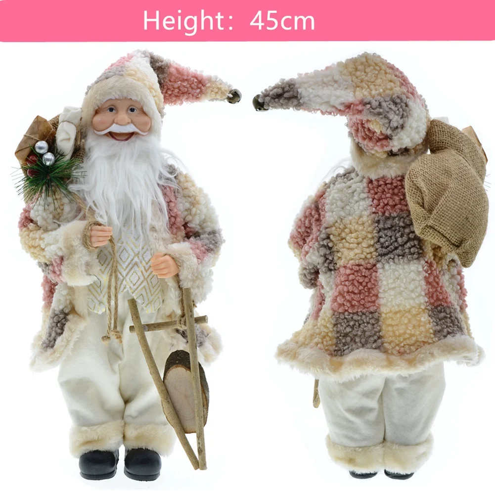

New Year Christmas Tree Ornaments 45cm Big Standing Santa Claus Figurine Plush Doll Toys Gift Decor for Home Christmas,1