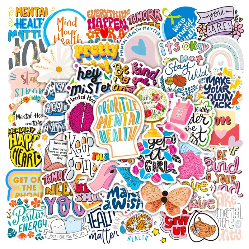 

10/30/50PCS Kawaii Mental Health Sticker Aesthetic PVC Children's Decoration Scrapbooking Korean Stationery School Supplies