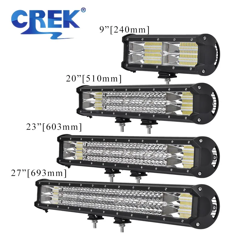 CREK 9 20 23 27 Inch Triple Row Off Road LED Bar Land Rover Defender Bumper Driving Extra Light Bar for Car Jeep ATV 4x4 Volvo