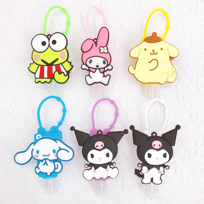 

Creative Sanrio Kuromi Hand Sanitizer Sub-Bottle Cinnamoroll Dog My Melody Empty Bottle Go Out Portable Can Hang Silicone Sleeve